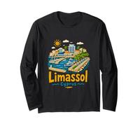 Regalo de Recuerdo de Viaje de Limassol Chipre Dibujado a Mano Manga Larga