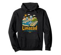 Regalo de Recuerdo de Viaje de Limassol Chipre Dibujado a Mano Sudadera con Capucha