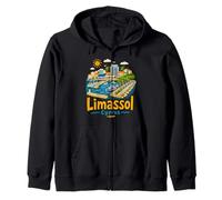 Regalo de Recuerdo de Viaje de Limassol Chipre Dibujado a Mano Sudadera con Capucha