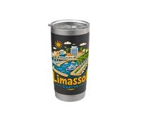 Regalo de recuerdo de viaje de Limassol Chipre dibujado a mano Vaso térmico de acero inoxidable de doble pared