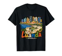 Regalo de Recuerdo de Viaje de Luanda Angola Dibujado a Mano Camiseta