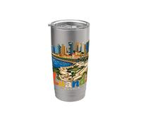 Regalo de recuerdo de viaje de Luanda Angola dibujado a mano Vaso térmico de acero inoxidable de doble pared