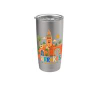 Regalo de recuerdo de viaje de Marrakech Marruecos dibujado a mano Vaso térmico de acero inoxidable de doble pared