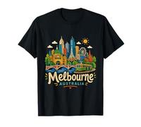 Regalo de Recuerdo de Viaje de Melbourne Australia Dibujado a Mano Camiseta