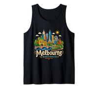 Regalo de Recuerdo de Viaje de Melbourne Australia Dibujado a Mano Camiseta sin Mangas