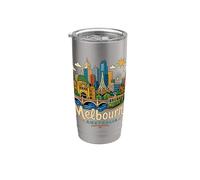 Regalo de recuerdo de viaje de Melbourne Australia dibujado a mano Vaso térmico de acero inoxidable de doble pared