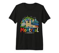 Regalo de Recuerdo de Viaje de Montreal Canadá Dibujado a Mano Camiseta Premium