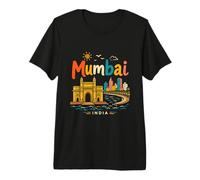 Regalo de Recuerdo de Viaje de Mumbai India Dibujado a Mano Camiseta Premium