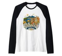 Regalo de Recuerdo de Viaje de Nápoles Italia Dibujado a Mano Camiseta Manga Raglan