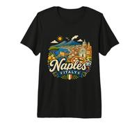 Regalo de Recuerdo de Viaje de Nápoles Italia Dibujado a Mano Camiseta Premium