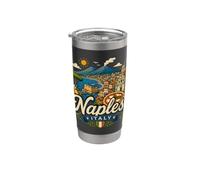 Regalo de recuerdo de viaje de Nápoles Italia dibujado a mano Vaso térmico de acero inoxidable de doble pared
