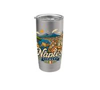 Regalo de recuerdo de viaje de Nápoles Italia dibujado a mano Vaso térmico de acero inoxidable de doble pared