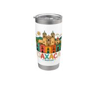 Regalo de recuerdo de viaje de Oaxaca México dibujado a mano Vaso térmico de acero inoxidable de doble pared
