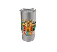 Regalo de recuerdo de viaje de Oaxaca México dibujado a mano Vaso térmico de acero inoxidable de doble pared