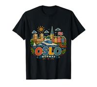Regalo de Recuerdo de Viaje de Oslo Noruega Dibujado a Mano Camiseta gráfica económica