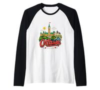 Regalo de Recuerdo de Viaje de Ottawa Canadá Dibujado a Mano Camiseta Manga Raglan