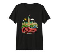 Regalo de Recuerdo de Viaje de Ottawa Canadá Dibujado a Mano Camiseta Premium