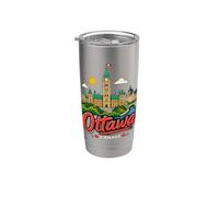 Regalo de recuerdo de viaje de Ottawa Canadá dibujado a mano Vaso térmico de acero inoxidable de doble pared
