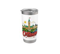 Regalo de recuerdo de viaje de Ottawa Canadá dibujado a mano Vaso térmico de acero inoxidable de doble pared