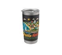 Regalo de recuerdo de viaje de Pointe-Noire Congo dibujado a mano Vaso térmico de acero inoxidable de doble pared