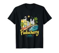Regalo de Recuerdo de Viaje de Puducherry India Dibujado a Mano Camiseta