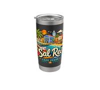 Regalo de recuerdo de viaje de Sal Rei Cabo Verde dibujado a mano Vaso térmico de acero inoxidable de doble pared