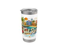 Regalo de recuerdo de viaje de Sal Rei Cabo Verde dibujado a mano Vaso térmico de acero inoxidable de doble pared