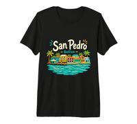 Regalo de Recuerdo de Viaje de San Pedro Belice Dibujado a Mano Camiseta Premium