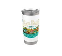 Regalo de recuerdo de viaje de San Pedro Belice dibujado a mano Vaso térmico de acero inoxidable de doble pared