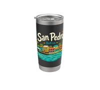 Regalo de recuerdo de viaje de San Pedro Belice dibujado a mano Vaso térmico de acero inoxidable de doble pared