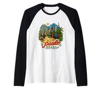 Regalo de Recuerdo de Viaje de Sao Paulo Brasil Dibujado a Mano Camiseta Manga Raglan