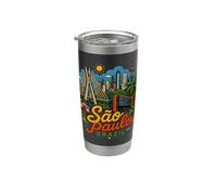 Regalo de recuerdo de viaje de Sao Paulo Brasil dibujado a mano Vaso térmico de acero inoxidable de doble pared