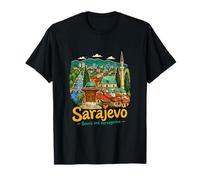 Regalo de Recuerdo de Viaje de Sarajevo Bosnia Dibujado a Mano Camiseta