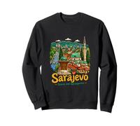 Regalo de Recuerdo de Viaje de Sarajevo Bosnia Dibujado a Mano Sudadera