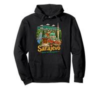 Regalo de Recuerdo de Viaje de Sarajevo Bosnia Dibujado a Mano Sudadera con Capucha