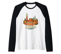 Regalo de Recuerdo de Viaje de Siena Italia Dibujado a Mano Camiseta Manga Raglan