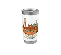 Regalo de recuerdo de viaje de Siena Italia dibujado a mano Vaso térmico de acero inoxidable de doble pared