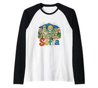 Regalo de Recuerdo de Viaje de Sofía Bulgaria Dibujado a Mano Camiseta Manga Raglan