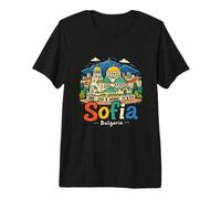 Regalo de Recuerdo de Viaje de Sofía Bulgaria Dibujado a Mano Camiseta Premium