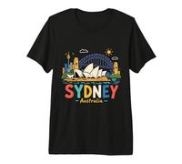 Regalo de Recuerdo de Viaje de Sydney Australia Dibujado a Mano Camiseta Premium