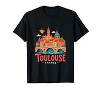 Regalo de Recuerdo de Viaje de Toulouse Francia Dibujado a Mano Camiseta