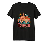 Regalo de Recuerdo de Viaje de Toulouse Francia Dibujado a Mano Camiseta Premium