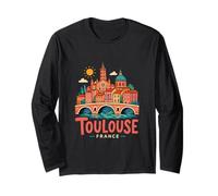 Regalo de Recuerdo de Viaje de Toulouse Francia Dibujado a Mano Manga Larga