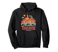 Regalo de Recuerdo de Viaje de Toulouse Francia Dibujado a Mano Sudadera con Capucha