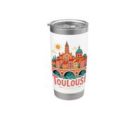 Regalo de recuerdo de viaje de Toulouse Francia dibujado a mano Vaso térmico de acero inoxidable de doble pared