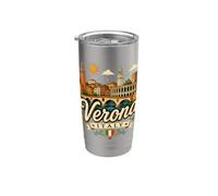 Regalo de recuerdo de viaje de Verona Italia dibujado a mano Vaso térmico de acero inoxidable de doble pared