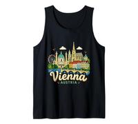 Regalo de Recuerdo de Viaje de Viena Austria Dibujado a Mano Camiseta sin Mangas