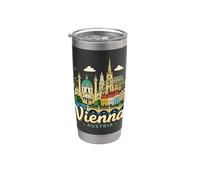 Regalo de recuerdo de viaje de Viena Austria dibujado a mano Vaso térmico de acero inoxidable de doble pared