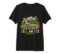 Regalo de Recuerdo de Viaje de Zell Am See Austria Dibujado a Mano Camiseta Premium