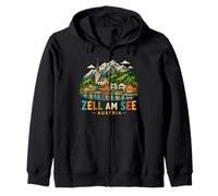 Regalo de Recuerdo de Viaje de Zell Am See Austria Dibujado a Mano Sudadera con Capucha